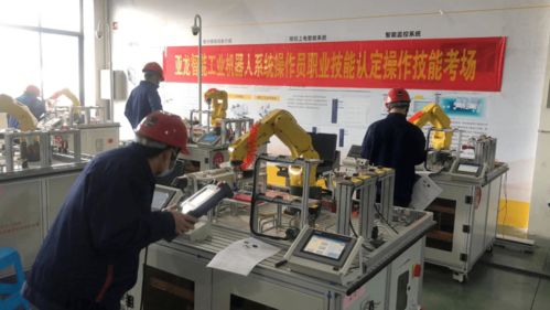 县人社局技能培训服务不打烊 工业机器人系统操作员职业技能认定在亚龙顺利开展